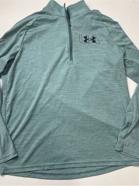 Under Armour Shirt Mens L Green Loose 1/4 Zip Long Sleeve Pullover Top A020526